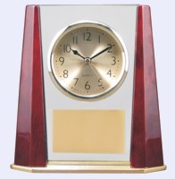 Glass clock w/bevel columns